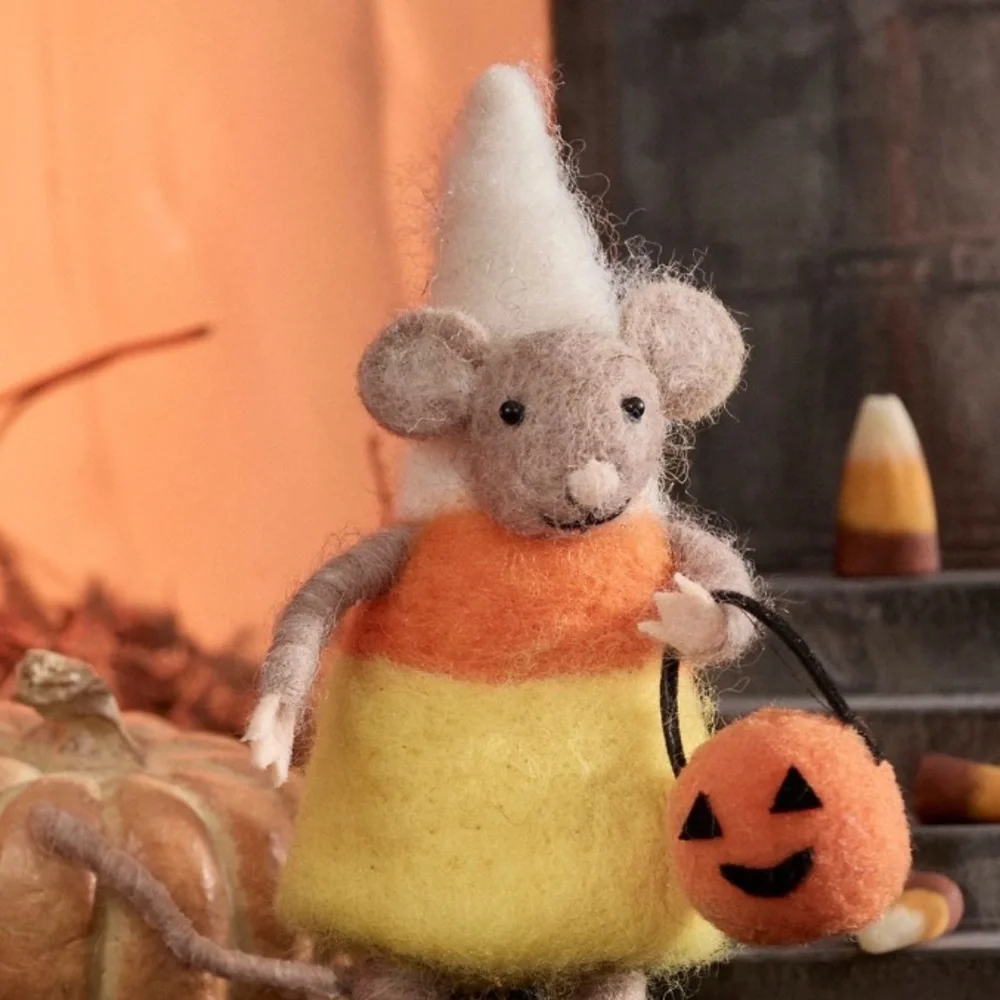 Candy corn mouse Felt Figurine